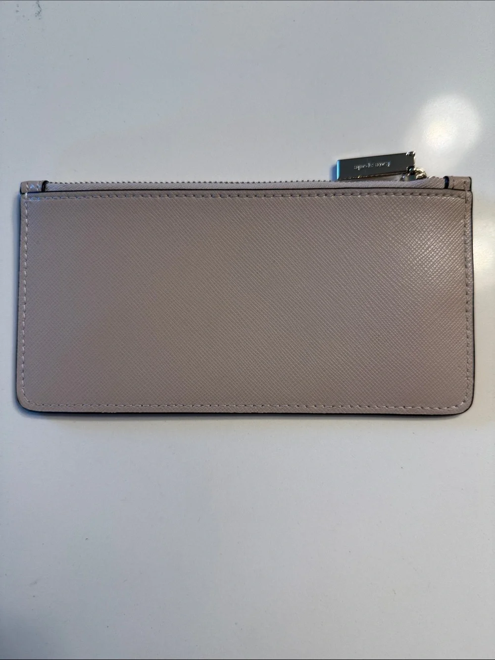 kate spade slim zip card pouch in taupe blush